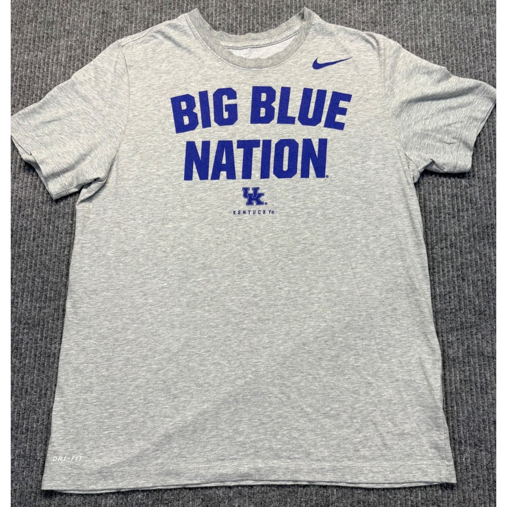Nike Kentucky Wildcats Big Blue Nation Dri-FIT Gray T-Shirt Mens Large UK NCAA